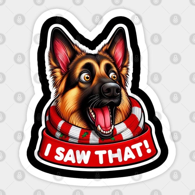 I Saw That meme German Shepherd Dog Happy Holidays Merry Christmas Sticker by Plushism